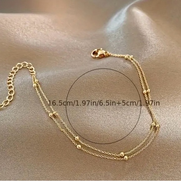 Double Layer Bead Bracelet/Stainless Steel Plated in 18K Gold - Picture 4 of 5